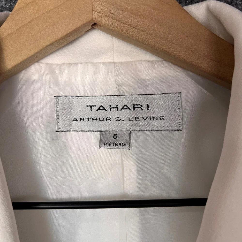 NEW Tahari Blazer Womens 6 White Contrast Trim Shawl Collar Career Jacket - Picture 11 of 12
